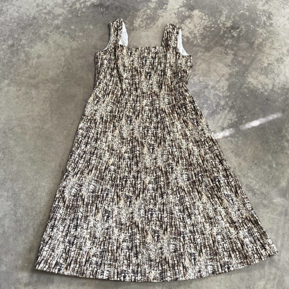 Lafayette 148 Dress Womens 8 Wide Strip Geometric Print Brown‎ Knee Length
